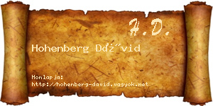 Hohenberg Dávid névjegykártya
